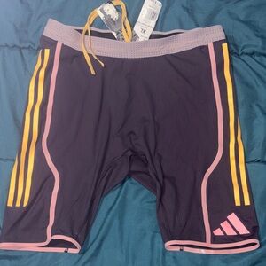 Adidas Adizero - Deep Purple - Tights / Shorts with Pink and Yellow Accents -XL